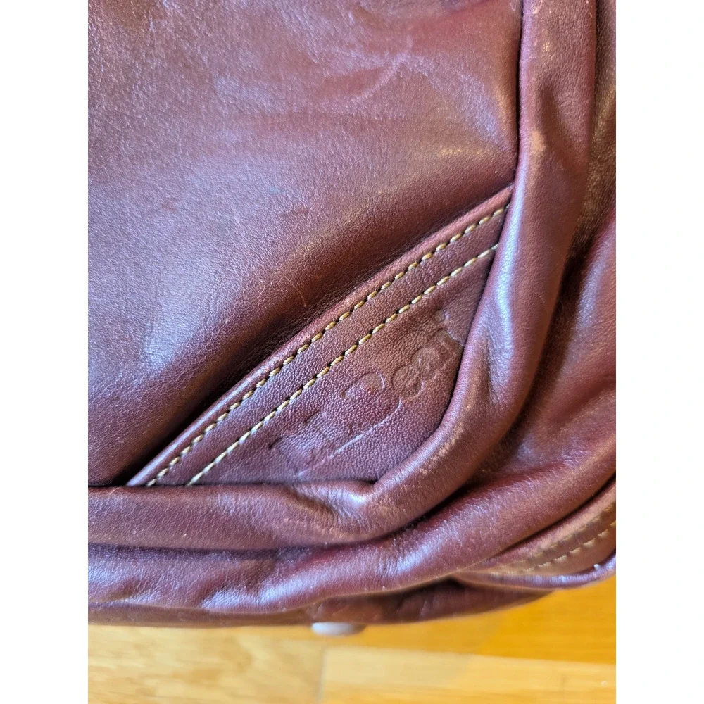 LL Bean Vtg Oxblood Leather Weekender Duffel Bag C&C Zippers Shoulder Strap